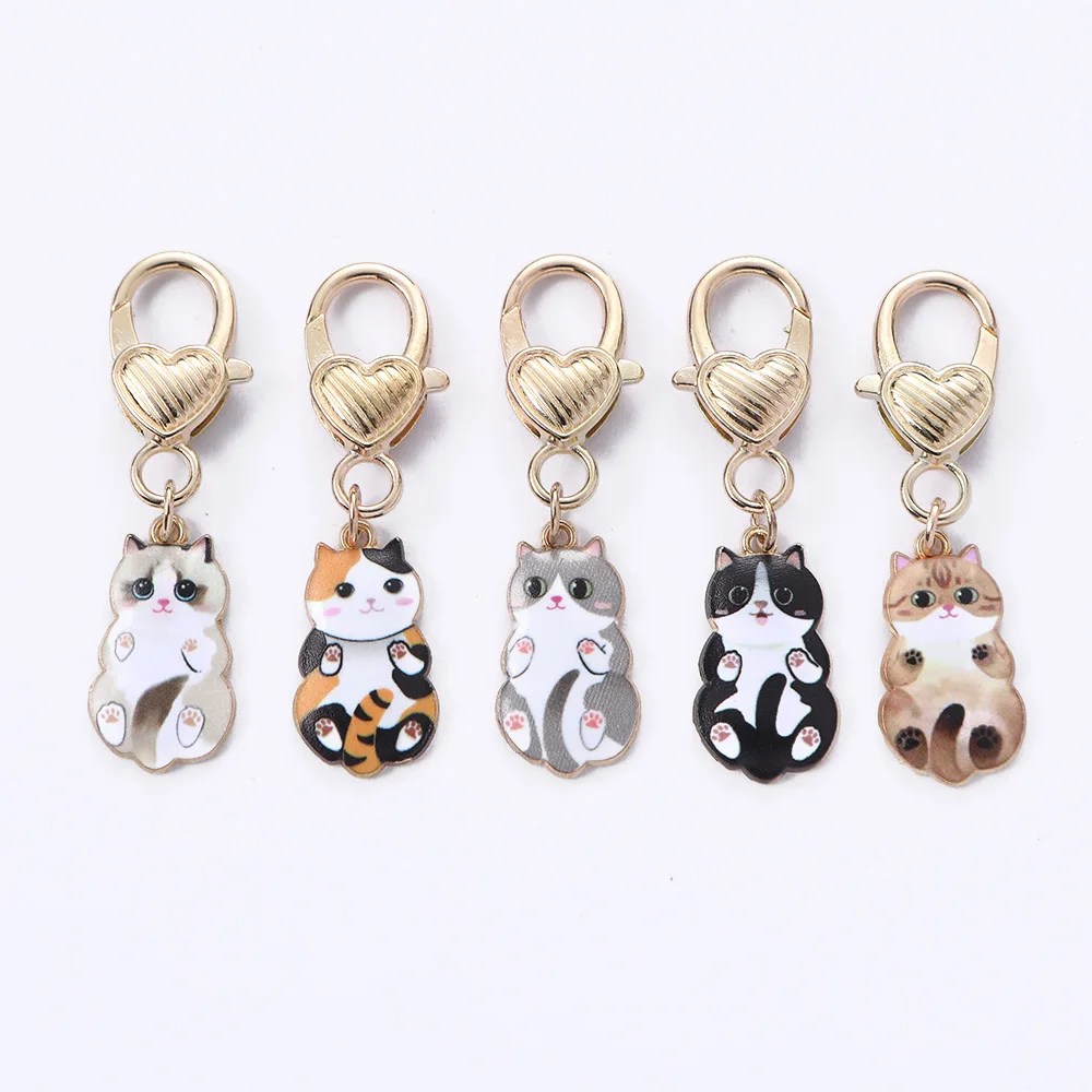 

Cartoon Cute Cat Zinc Alloy Keychain Bag Jewelry Pendant Butterfly Turtle Whale Goldfish Car Accessories Creative Small Gift