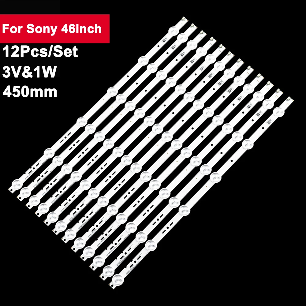 New 12Pcs/Set 450mm Tv Led Backlight Strip for Sony 46inch TV repair KDL-46R485A LIG TV innotek 46inch NDSOEM A B Type REV0.1 2set tv backlight led strip lc43490058a lc43490059a lc43490060a lc43490062a led bar fot tv 43uj6300 to repair