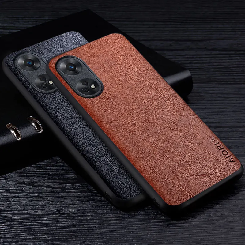 Luxury Retro Litchi Pattern Leather Phone Case - Premium Business Style Back Cover