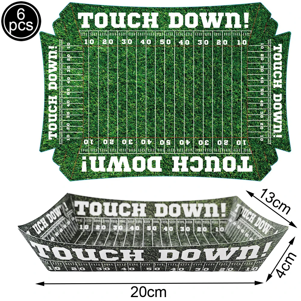 Sports Themed Party Snack Trays - Disposable Paper Food Boats for Soccer Rugby Football Baseball and Basketball Celebrations