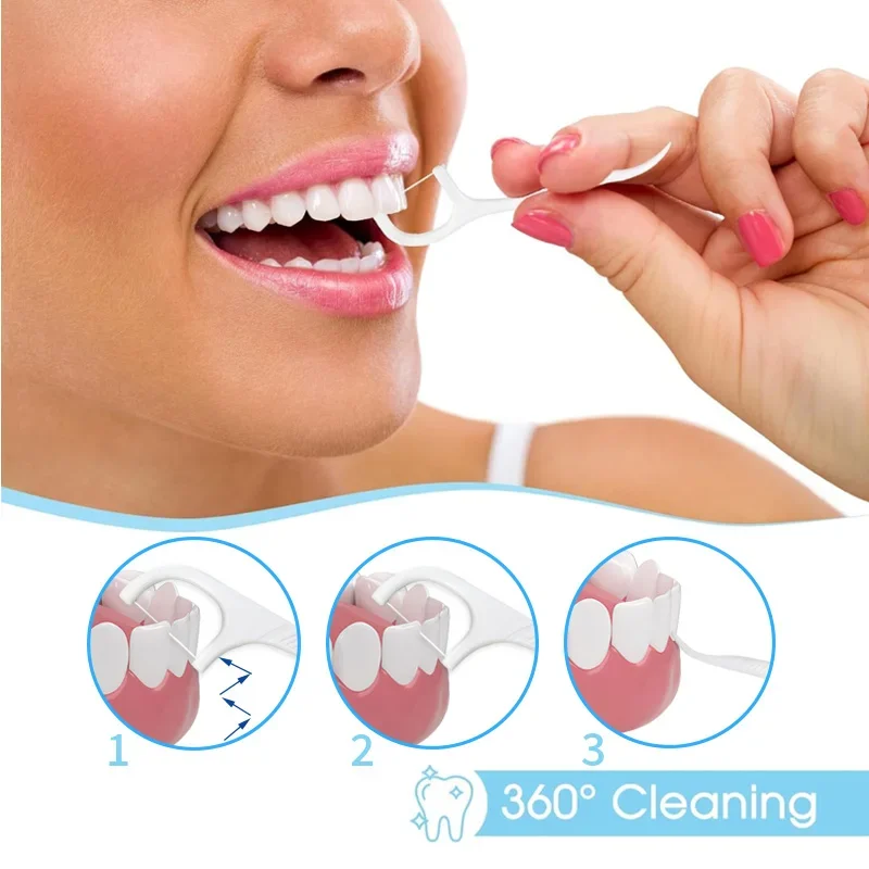 100pcs Disposable Plastic Dental Floss Toothpick Sticks For Hotel Travel Family