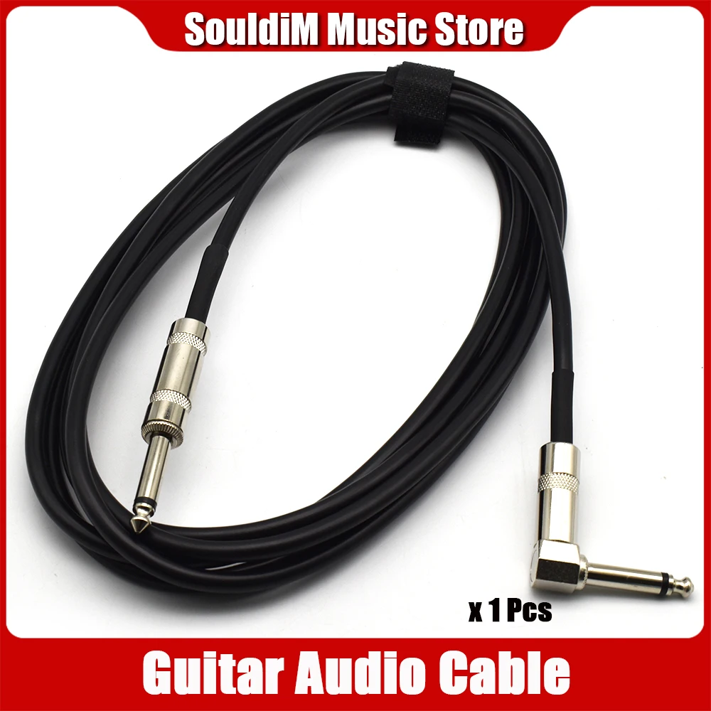 3M Guitar Amplifier Cable Cord Electric Guitar Violin Bass Instruments Leads LP ST Straight To Right Angle 6.35mm Plug 10 Feets
