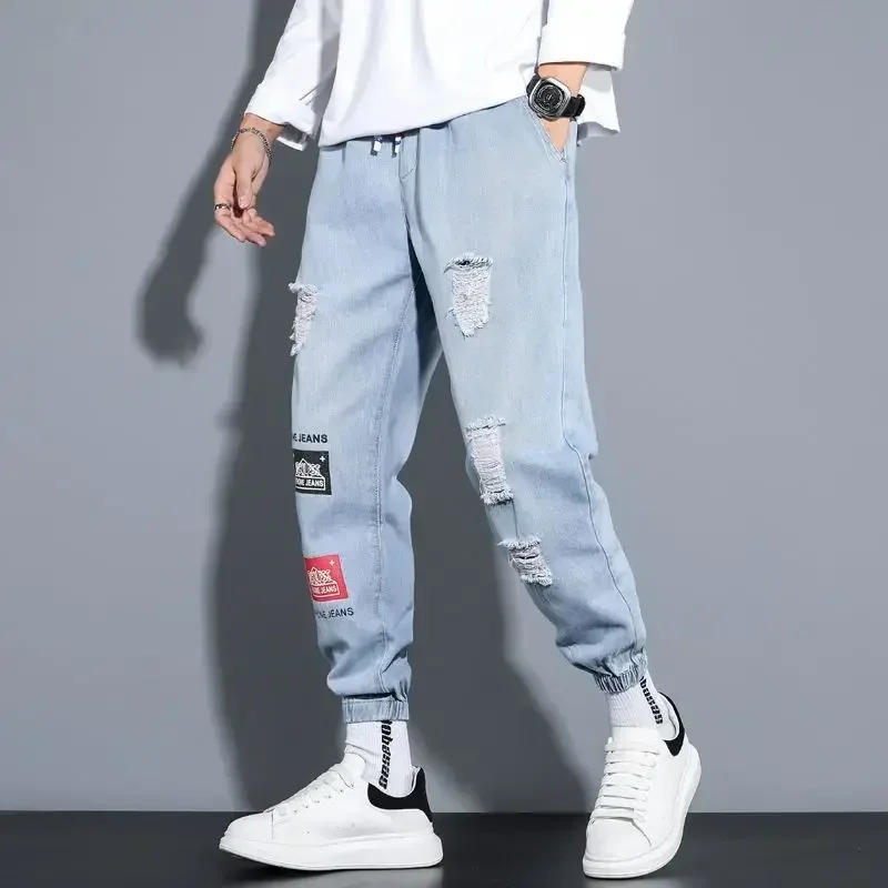 Pantalones vaqueros azul claro para hombre, pantalones cargo de vaquero para hombre, sueltos, de talla grande, nuevos, de estilo coreano, de algodón, talla grande Y 2k, estilo vintage