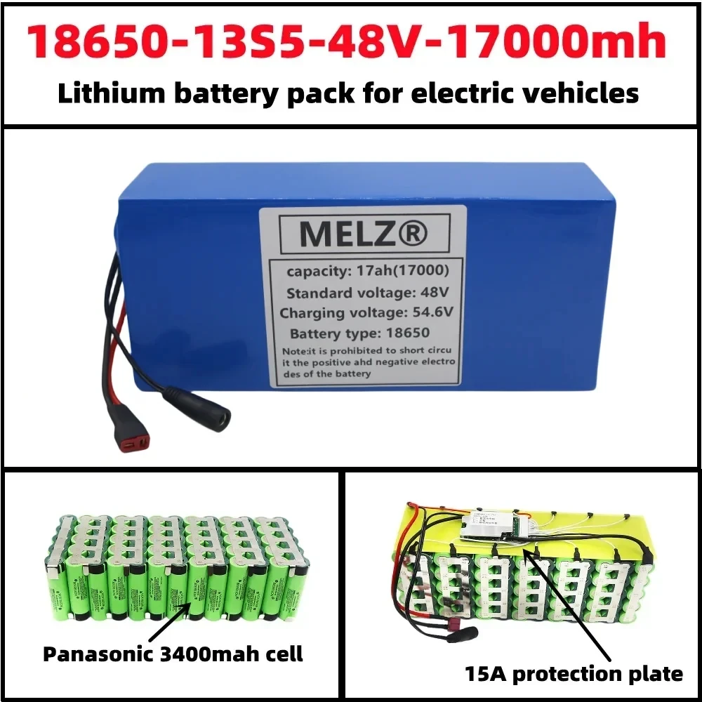 MELZ-new-18650-13S5P-48V-17Ah-18650-3400mah-13S5P-lithium-ion-battery ...