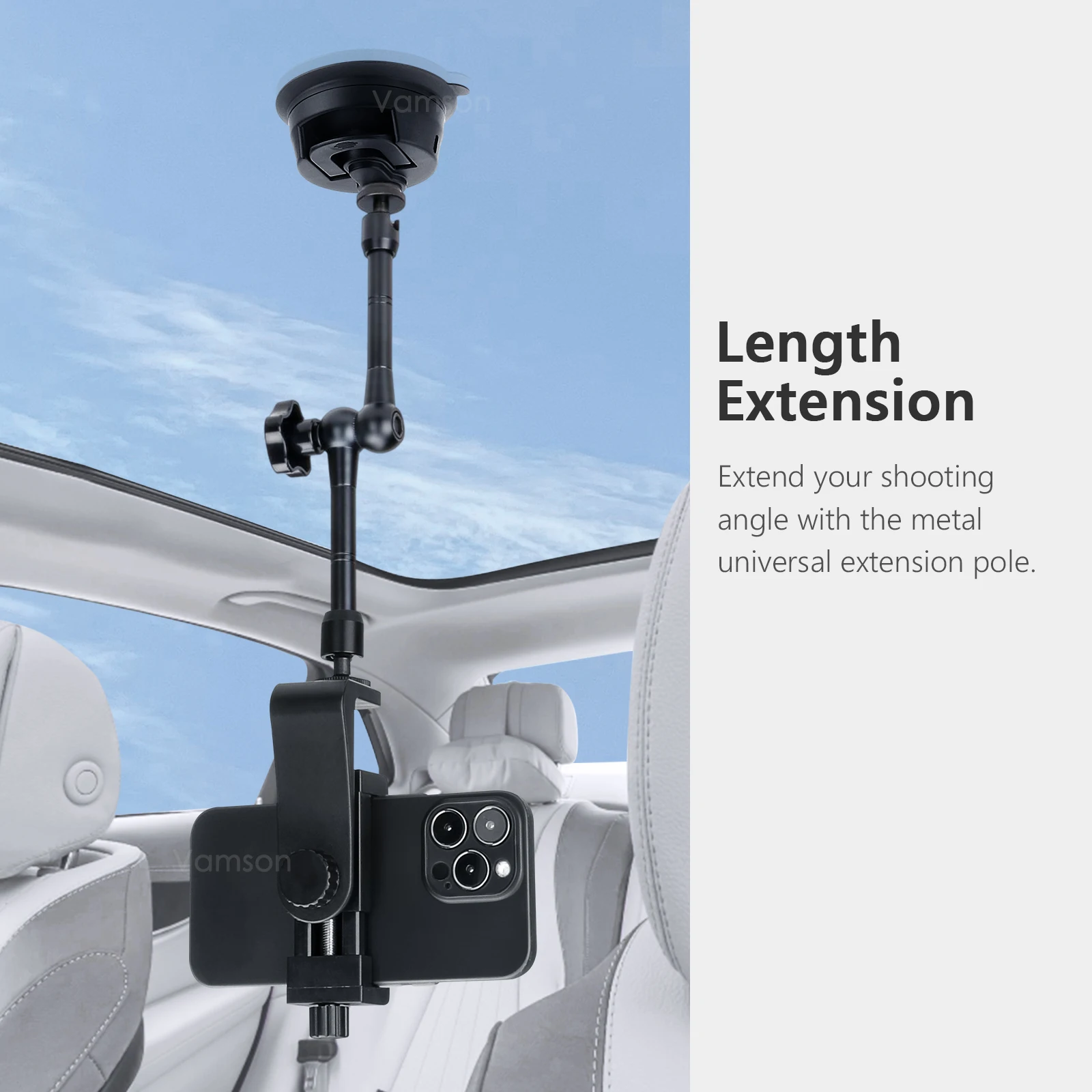 Vamson-carro Telefone Ventosa Suporte para Smartphones Insta360 x3 Acessórios 9cm de Diâmetro Fit For Gopro Hero 11 10 - Image 3
