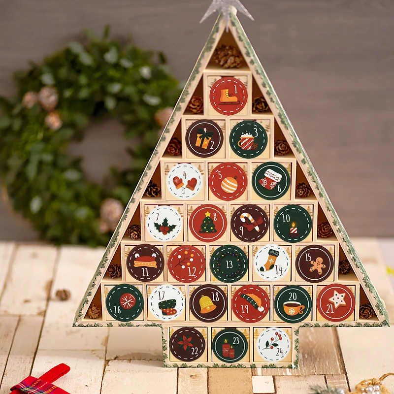 Christmas Advent Calendar Number Sticker Gift Label Adhesive Stickers Christmas New Year Decoration 24Pcs