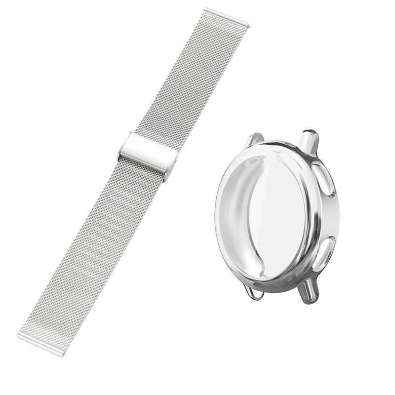 20mm Metal Watchband with TPU Soft Case Protector - Quick Install Bracelet Accessories