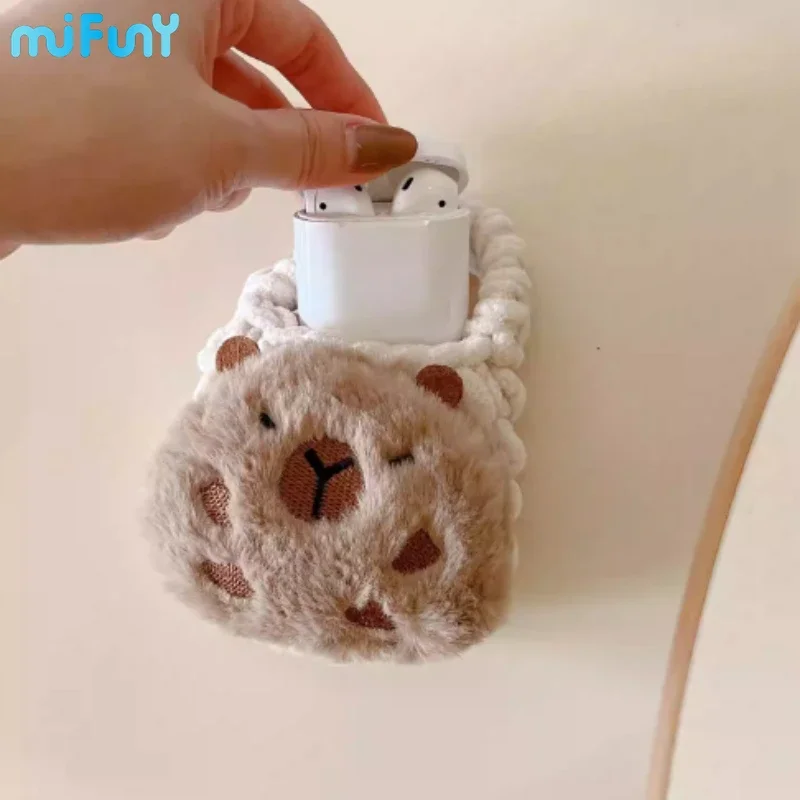 Custodia Mifuny Capibara Airpods Custodia Protettiva Portatile In Peluche Intrecciata A Mano Per Airpods Pro Accessori Borsa Per Cuffie Cool