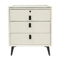 Умная прикроватная тумбочка с 3 ящиками, USB, трехцветный светодиодный порт для беспроводной зарядки, замок по отпечатку пальца, Bluetooth для спальни, гостиной — изображение 6