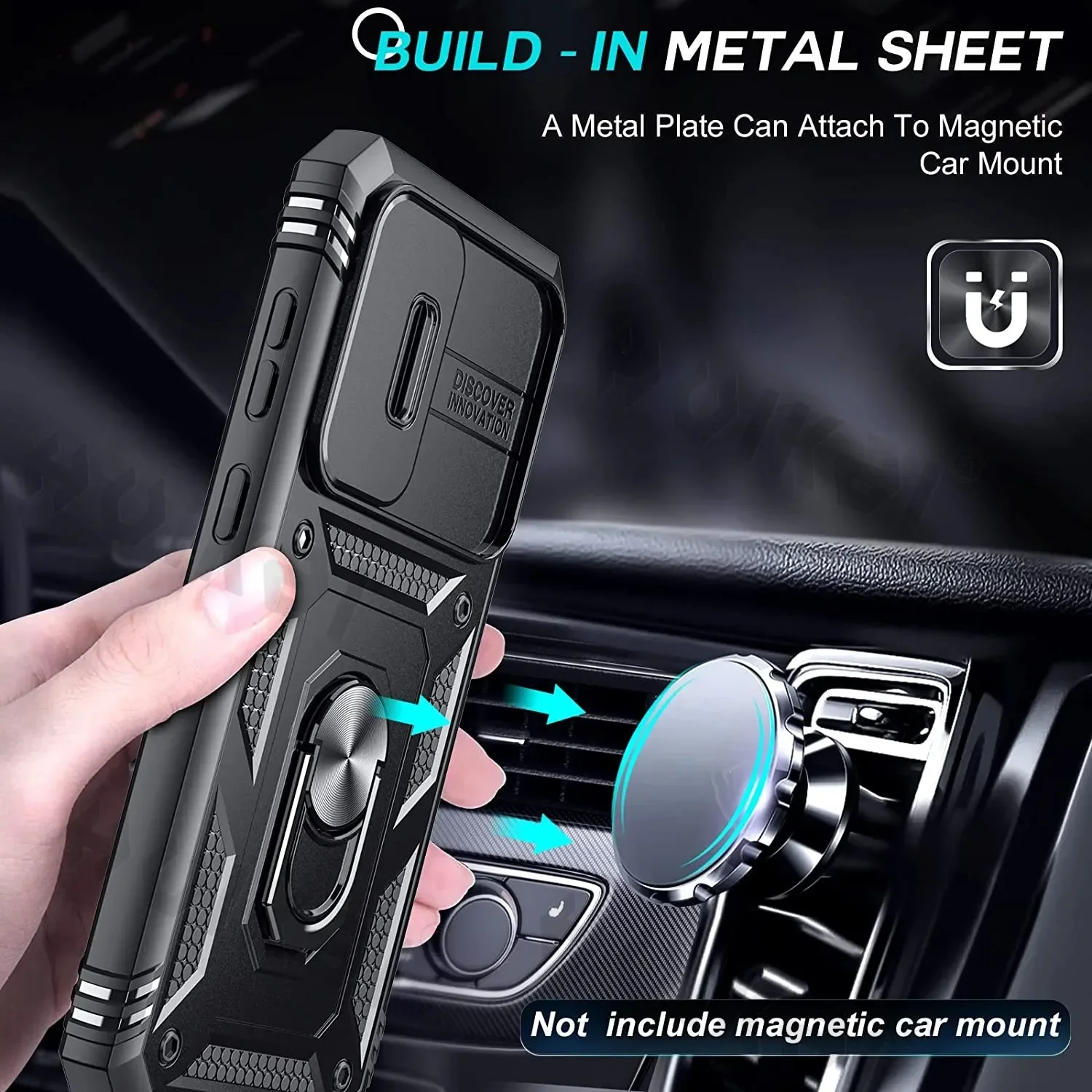 Advanced Rugged Kickstand Phone Case with Camera Slide Lens Protection