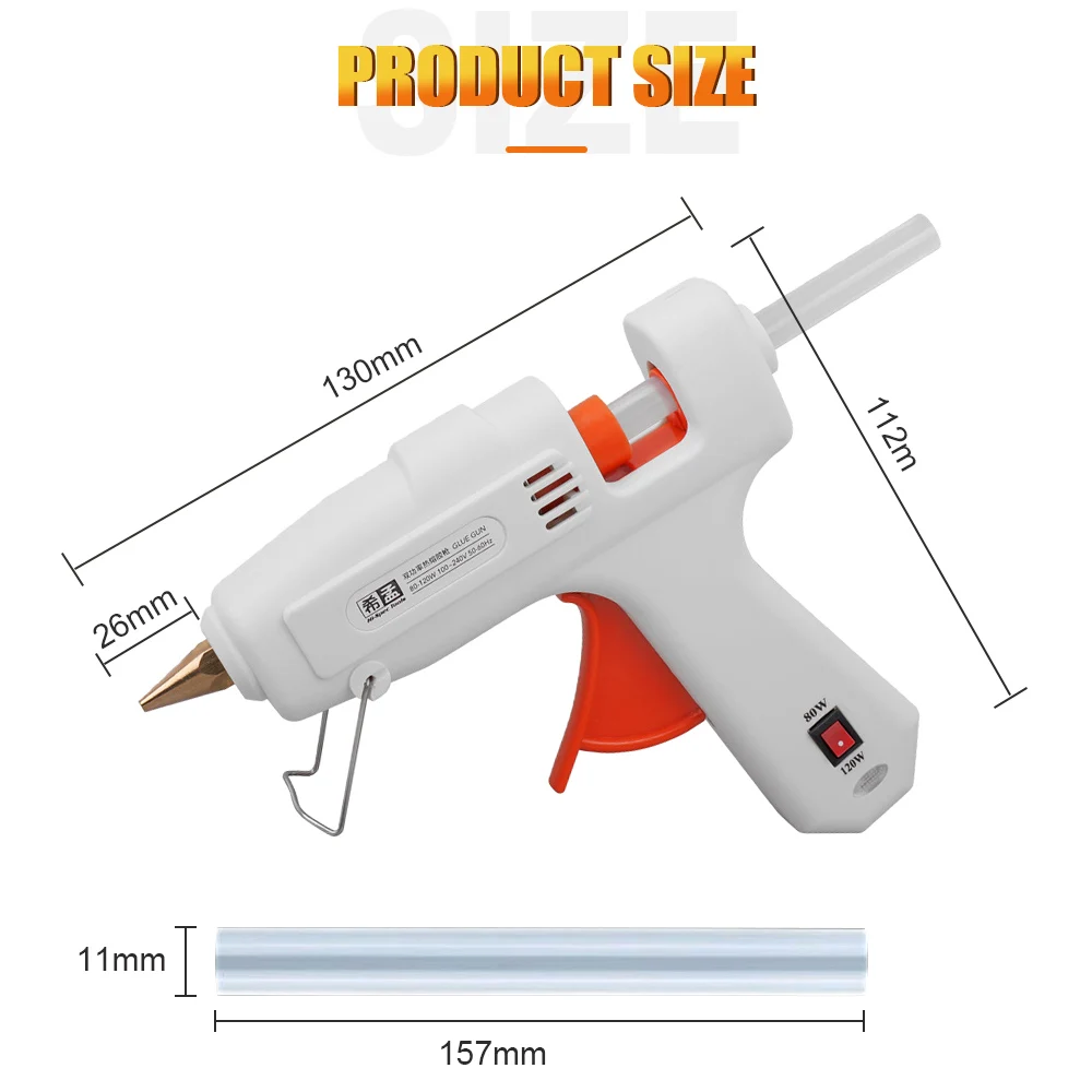 80W Hot Melt Glue Gun With 11*200MM Glue Stick DIY Mini Guns Adhesive Stick Hot Glue Gun Tools for Home Heat Tool 6