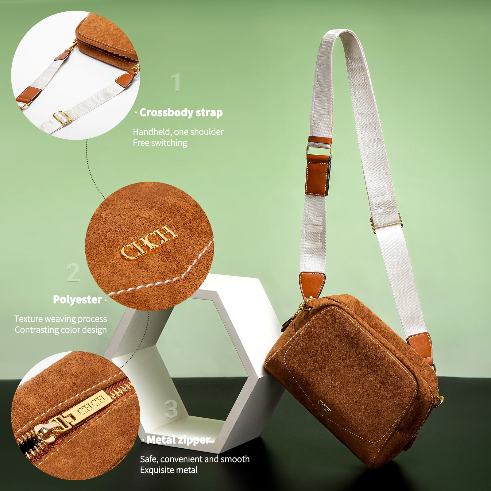 حقيبة كروس نسائية من مجموعة CHCH، بتصميم مضاد للمخ...