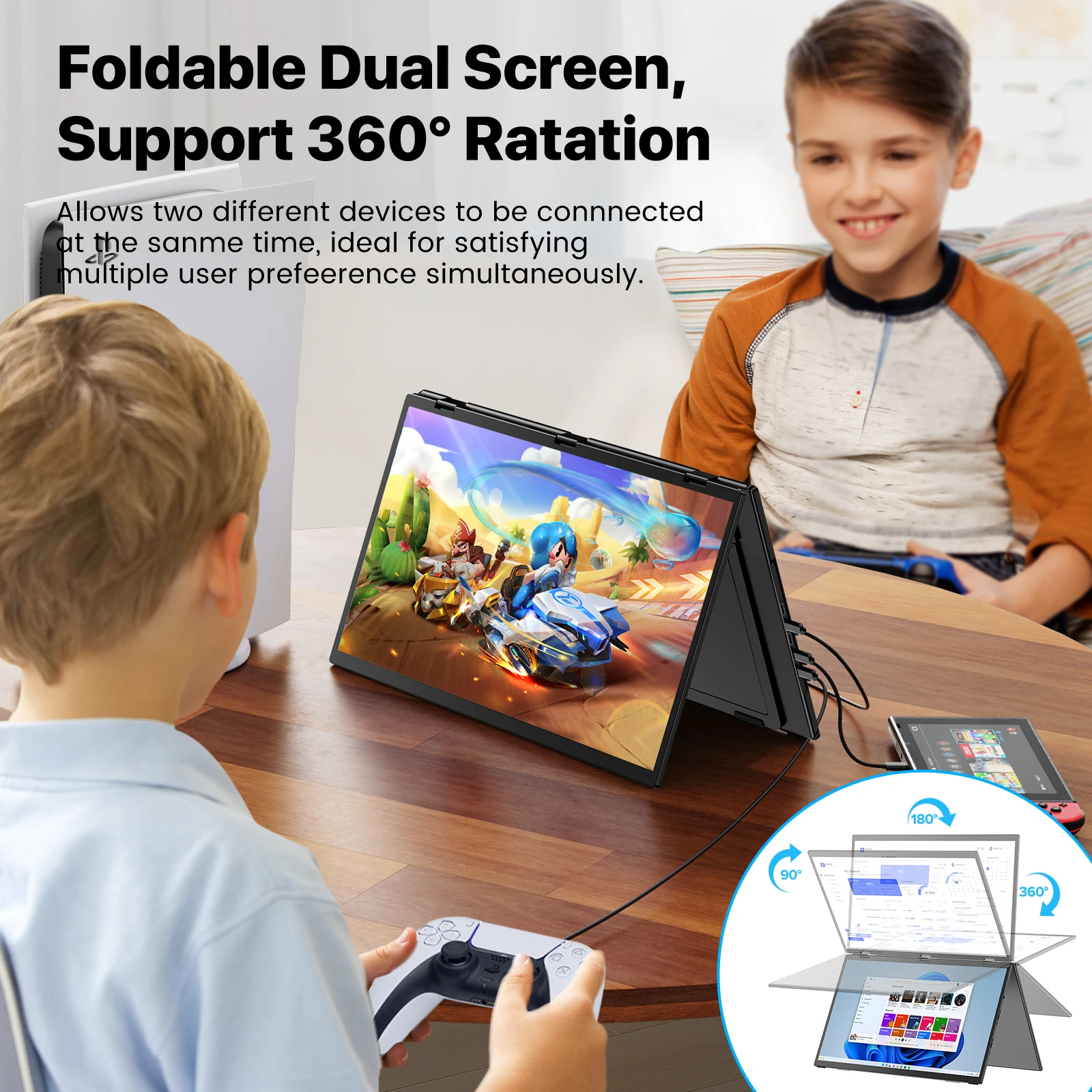 EVICIV 18.5 Inch Dual Monitor Screen Extender 100Hz