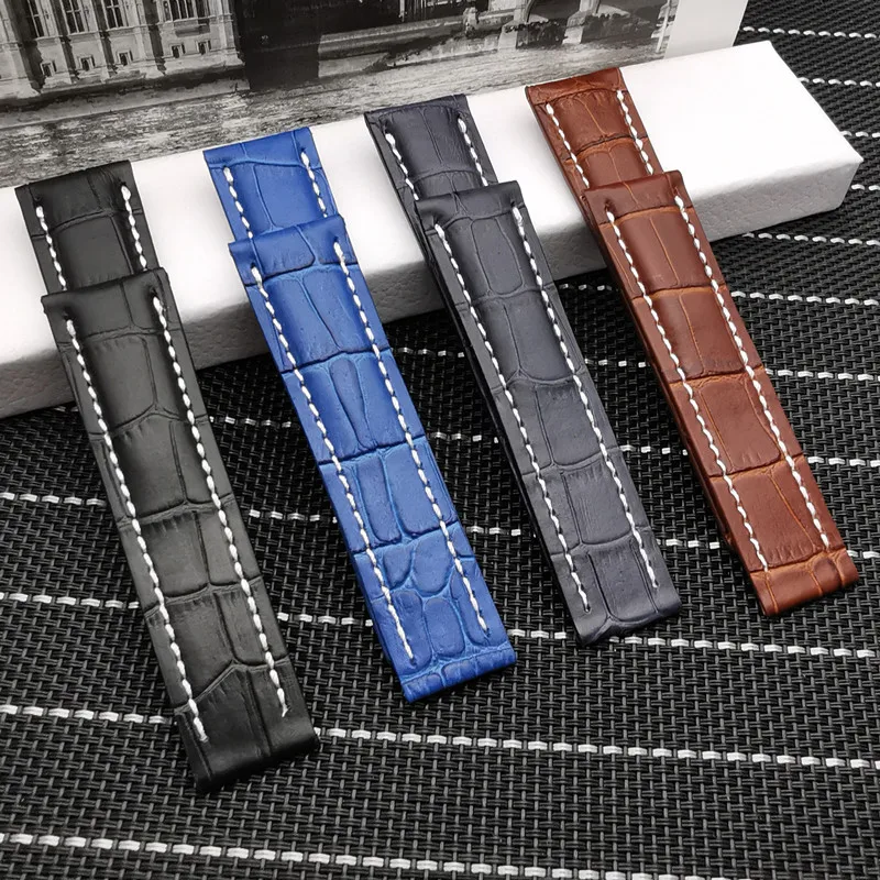 20Mm 22Mm 24Mm Cinturino In Vera Pelle Di Lusso Per Cinturino Breitling Per Cintura Navittimer World Avenger/Navtimer Con Logo