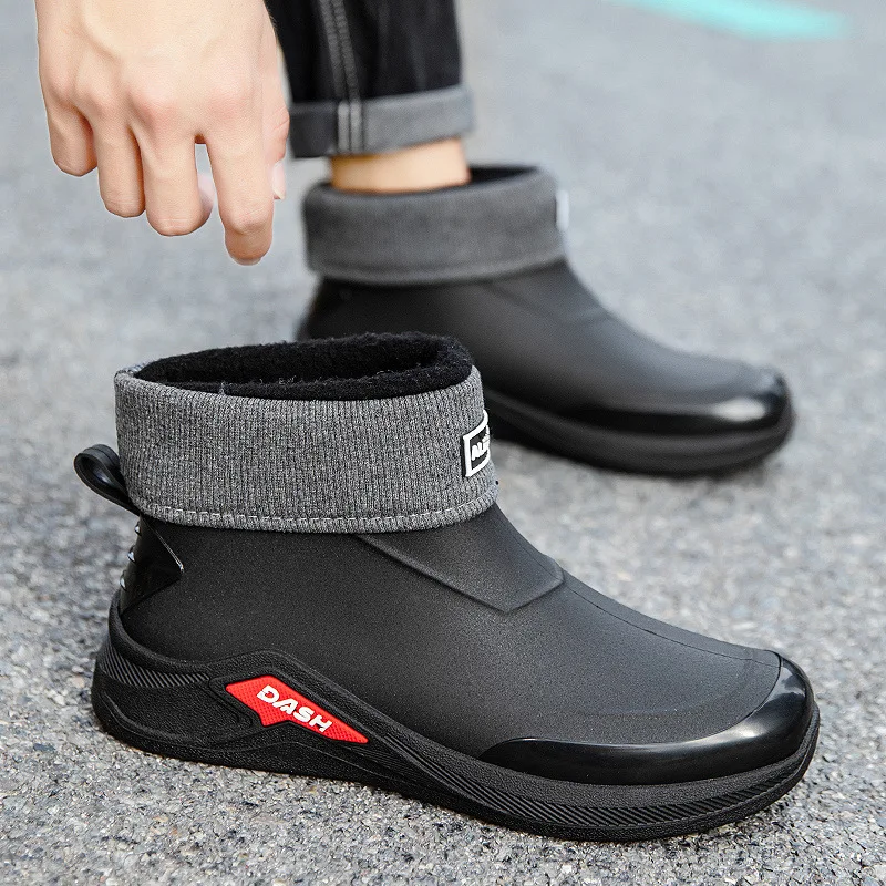 Bottes de pêche homme courte tube étanches anti-usure pour chantier et lavage auto