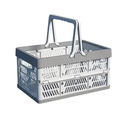 Set of Foldable Portable Storage Baskets - Durable Plastic for Fruits, Vegetables, and More (Grey S)
