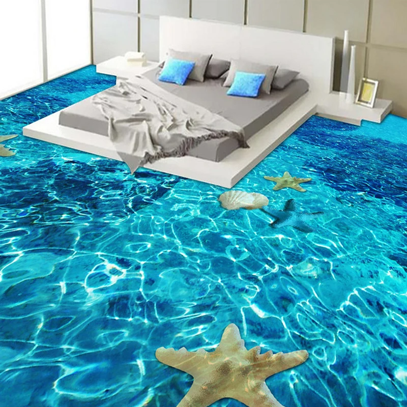 Custom Self-adhesive Floor Mural Wallpaper 3D Clear Sea Water Floor Tiles Sticker Bathroom Bedroom Wear Non-slip Floor Wallpaper transparent clear cosmetics eyelash container self adhesive label printing wedding sticker custom brand for handmade items