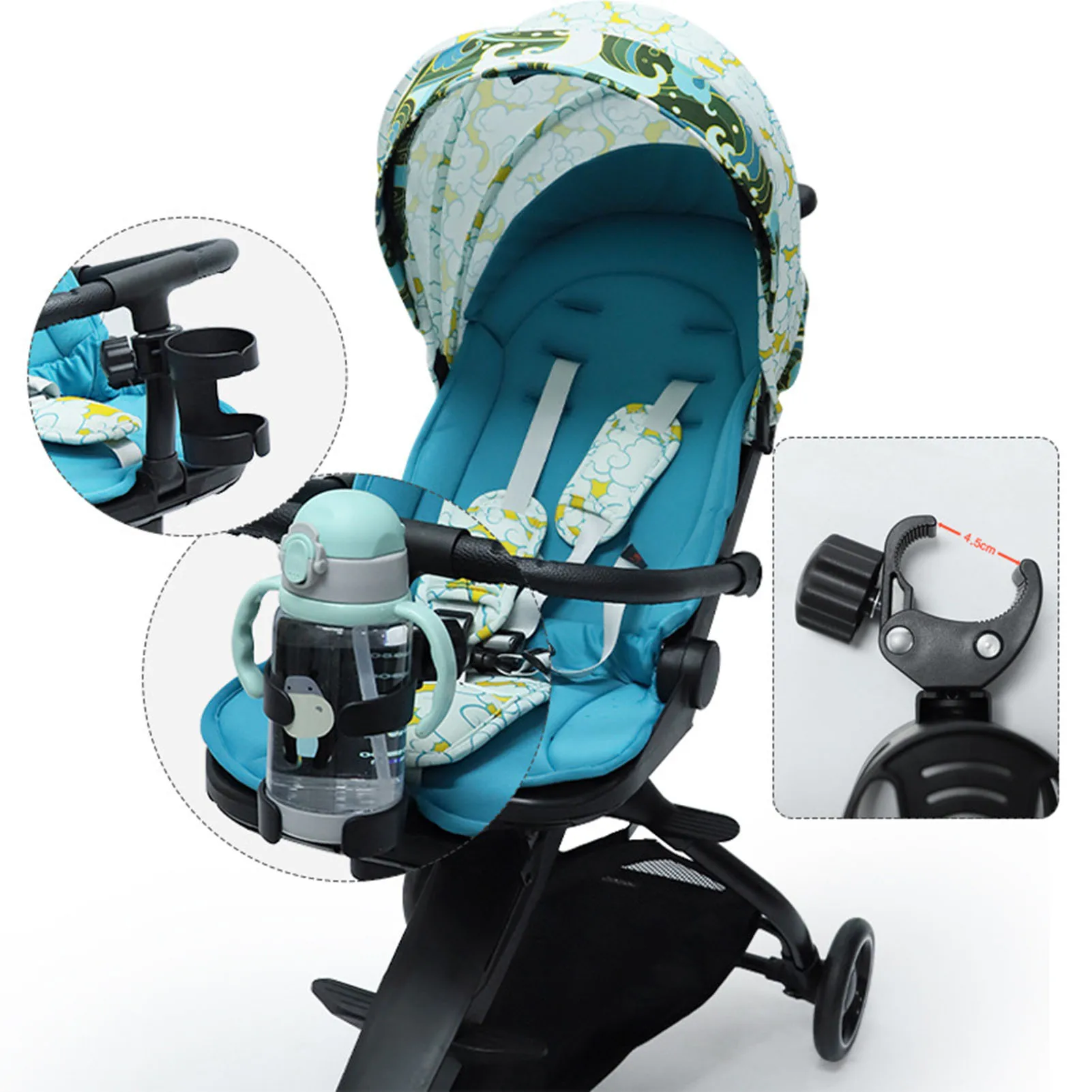 Universal Cup Holder for Stroller Sturdy Car Bicycle Cup Holder Universal Fit Most Strollers Detachable Design Reduce