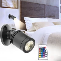 RGB Small LED Surface Mount Spotlight 1W/3W Mini LED Ceiling Showcase DownLight 360° Swivel With 5VUSB Switch And RGB Controller 2