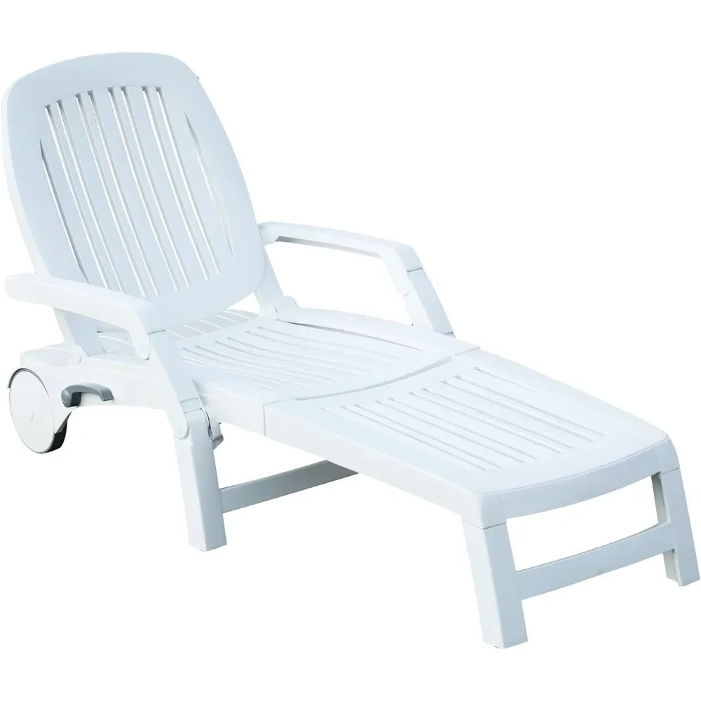 

Уличный складной шезлонг с 6 регулируемыми спинками, складной шезлонг у бассейна с колесами, пластиковое кресло для патио