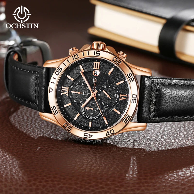 OCHSTIN NEW2023 Men's Watches Classic Roman Scale Dial Luxury Wrist Watch for Man Original Quartz Waterproof Luminous Male reloj