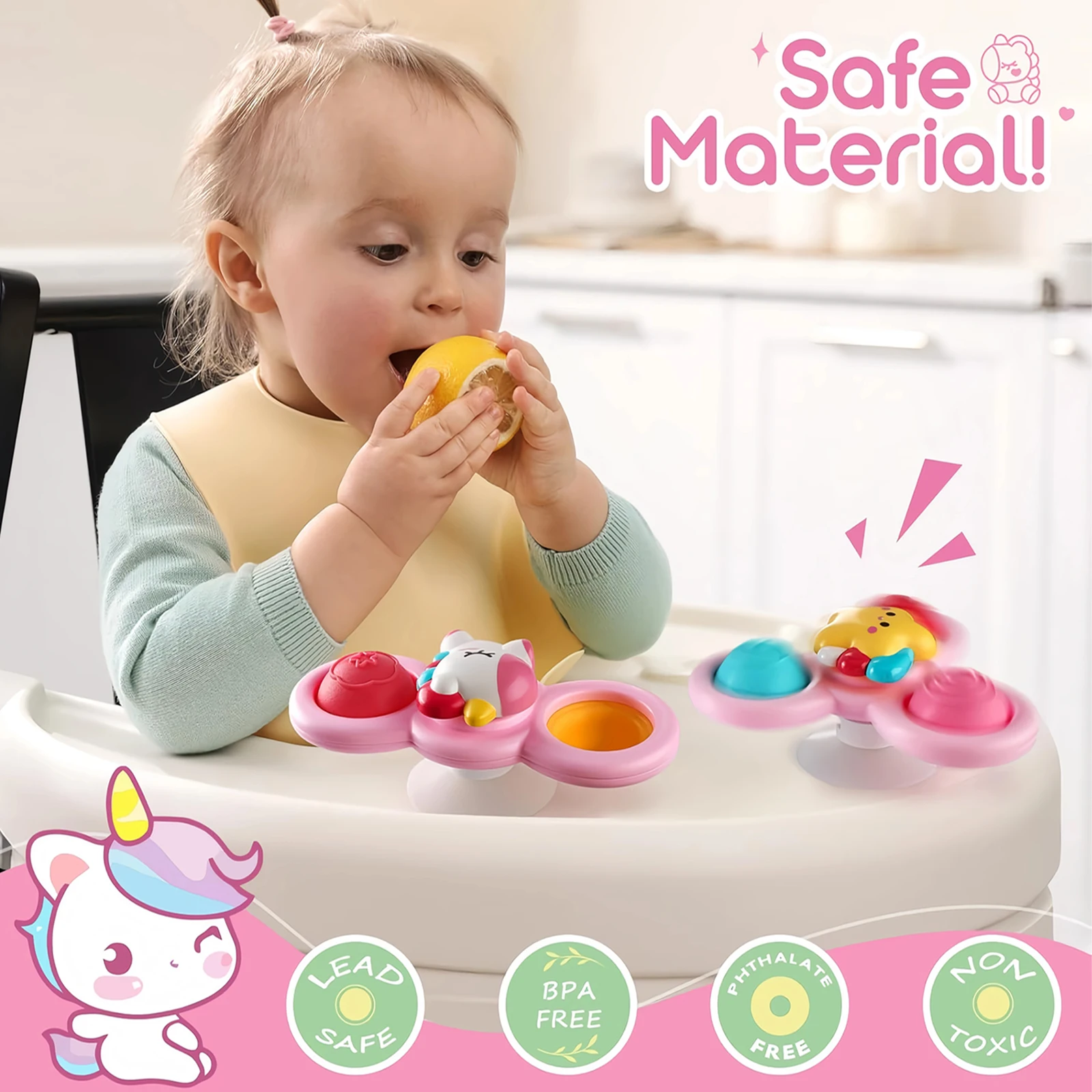 Suction Cup Spinner Infant Baby Toys 12-18 Months, Spinning Top Sensory Toys for Toddlers 1-3 Year Old - 4