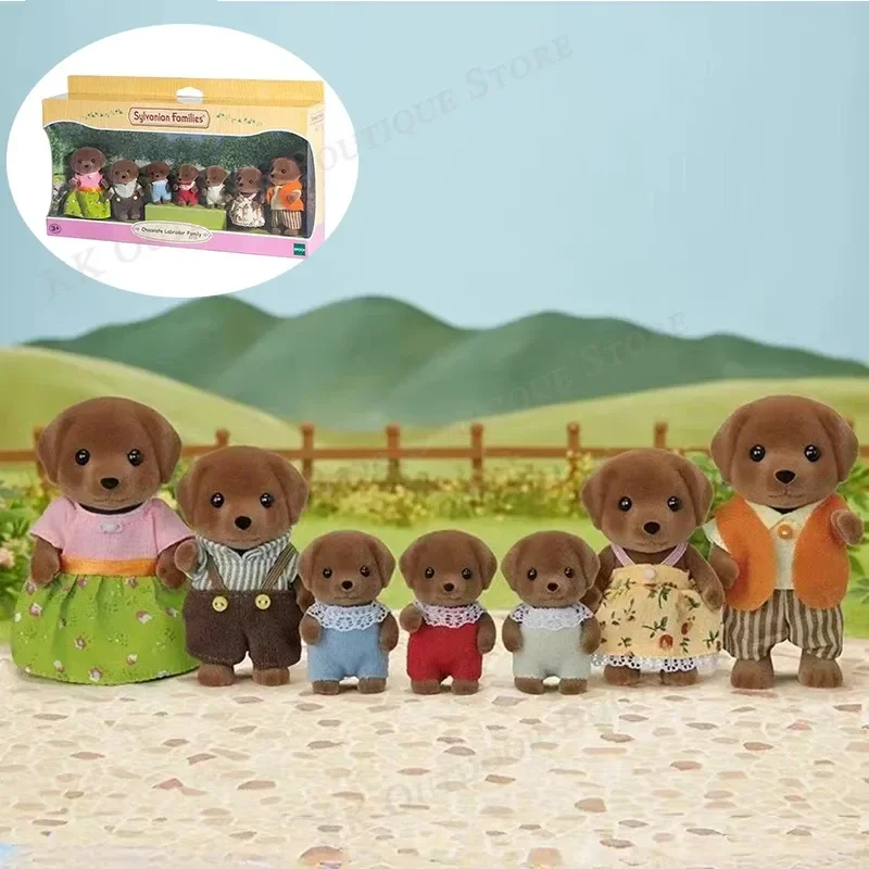 

Original Sylvanian Families Anime Figures House Toy Shiba Inu Bulldog Folding Cat Labrador Family Children's Play Girl Gift Doll