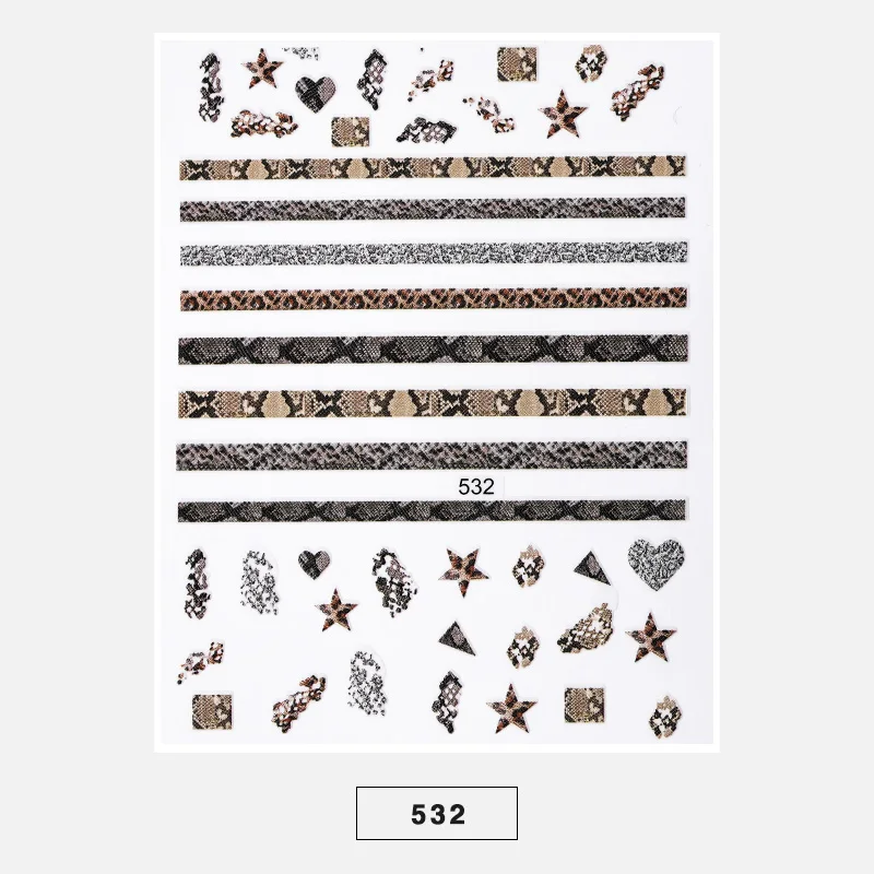 1pc Snakeskin 3D Nail Art Stickers Marble Stone Grid Leopard Nail Sticker Decals Japanese Accessories for Decorations