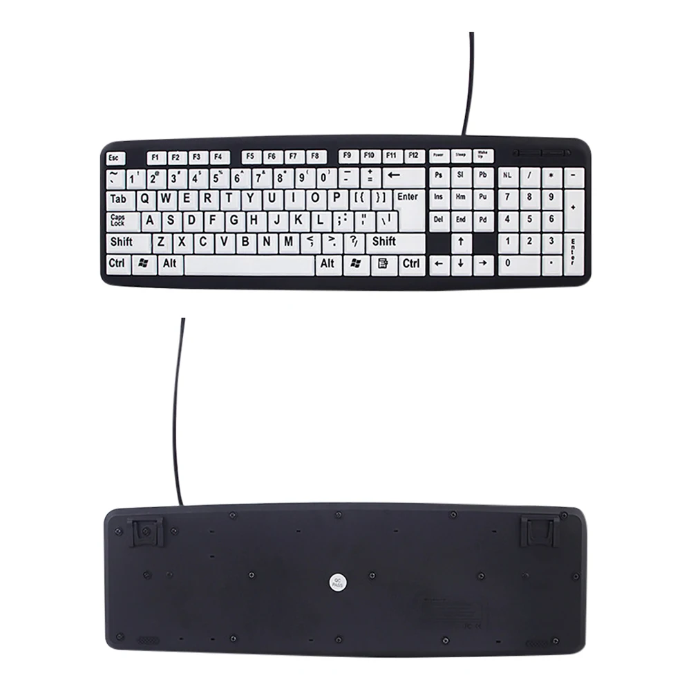 107 Key USB Wired Big Print Keyboard for Elder Old People Designed for People With Visual Impairment