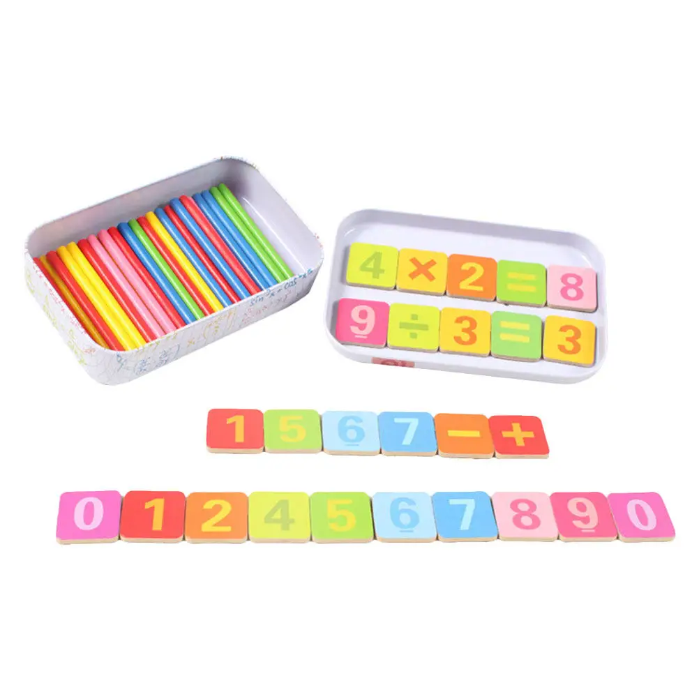 1 세트 다채로운 나무 계산 막대 를위한 수학 학습 게임 조기 교육 숫자 인식 기술 구축 산술