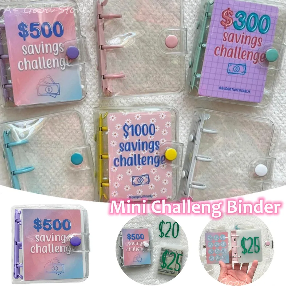 

Mini Binder Savings Challeng $150/300/500/1000 Saving Money Budgets Cash Envelope Wallet Budget Binder Notebook Planners