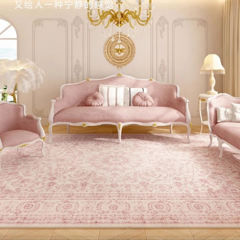 Pink Living Room Carpet Light Luxury High-end Persian Bedroom Bedside Rug Large Area Retro Velvet Cloakroom Floor Mat Ковер 양탄자