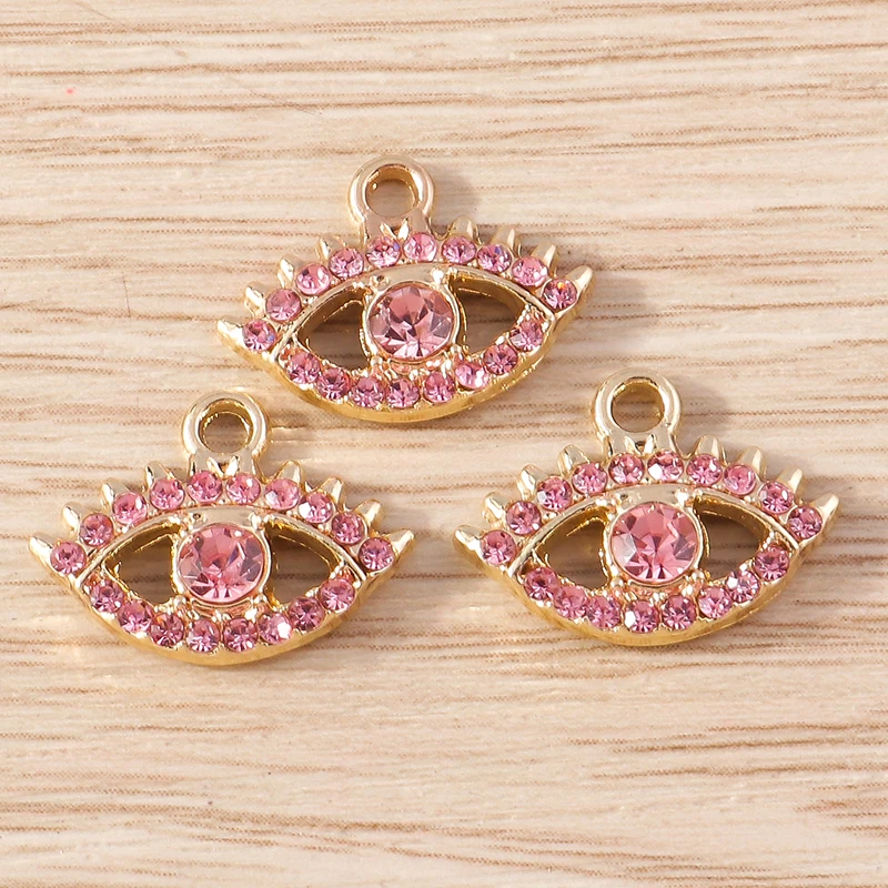 10 Stück 17 x 13 mm niedliche Kristall-Anhänger mit bösem Blick für Schmuckherstellung, Tropfenohrringe, Halsketten, Armbänder, DIY-Bastelzubehör – Detail 3
