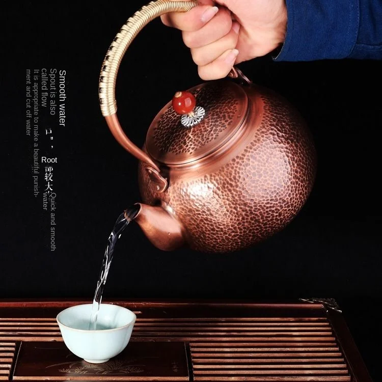 Pure hand-hammered copper teapot antique thickened non-coated kettle teapot outdoor tea stove boiling tea high-grade