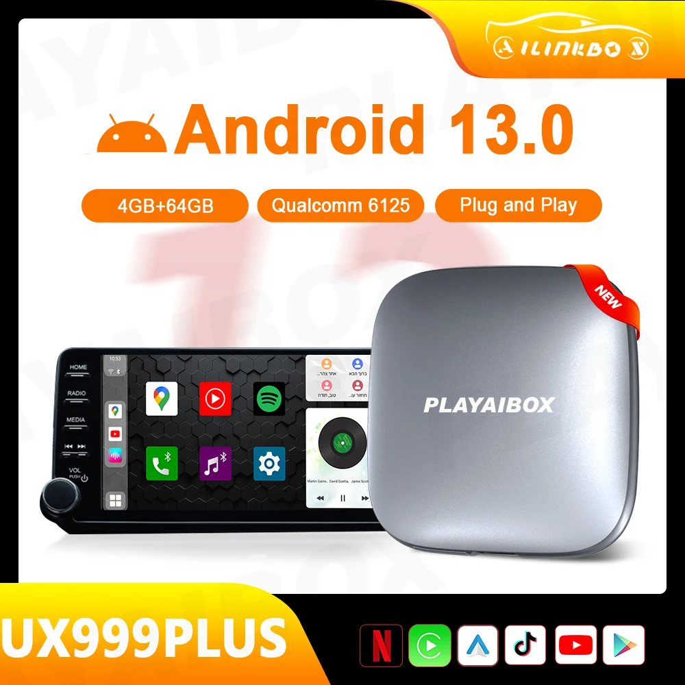 QCM6125 Carplay Ai Android 13 TV Box Android Auto Wireless Adapter 2023