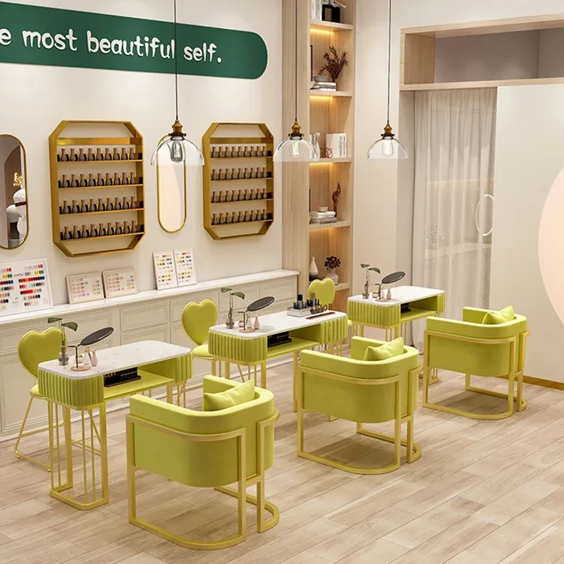 

Nordic Professional Aesthetictable Manicure Table Marble Tabletop Nail Table Luxury Modern Mesa De Manicure Salon Furniture KMNT