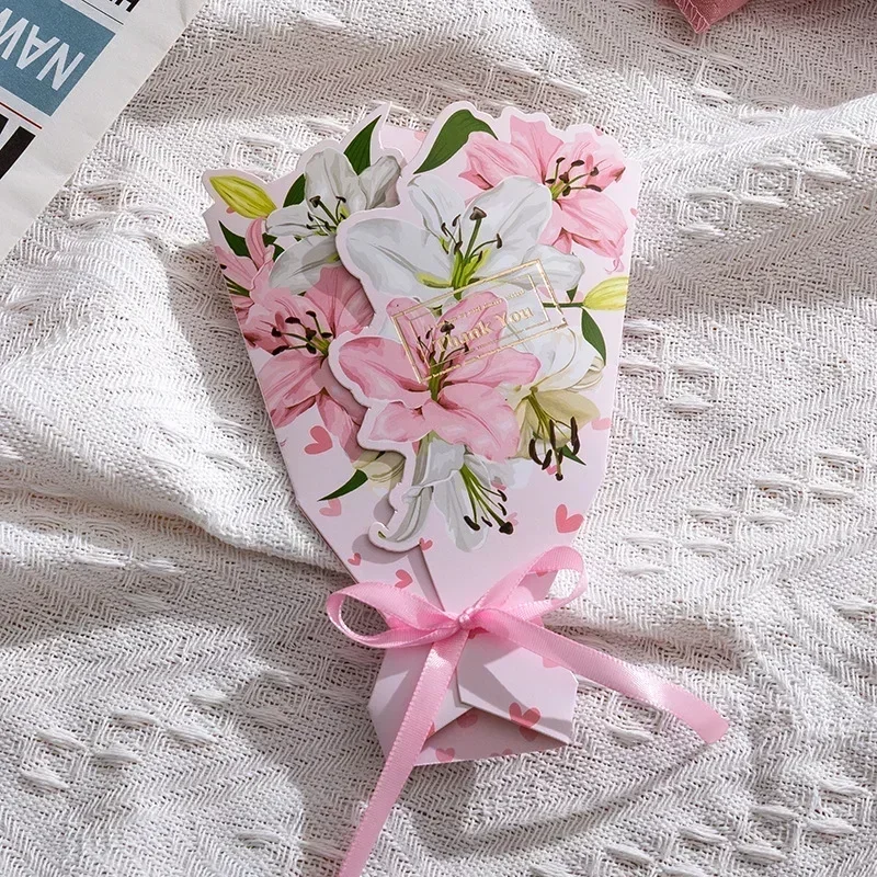 1/5pcs Flower Greeting Card Surprise Gifts for Mothers Day Birthday Thanksgiving Wedding Anniversary Thank You Card Girl Gifts