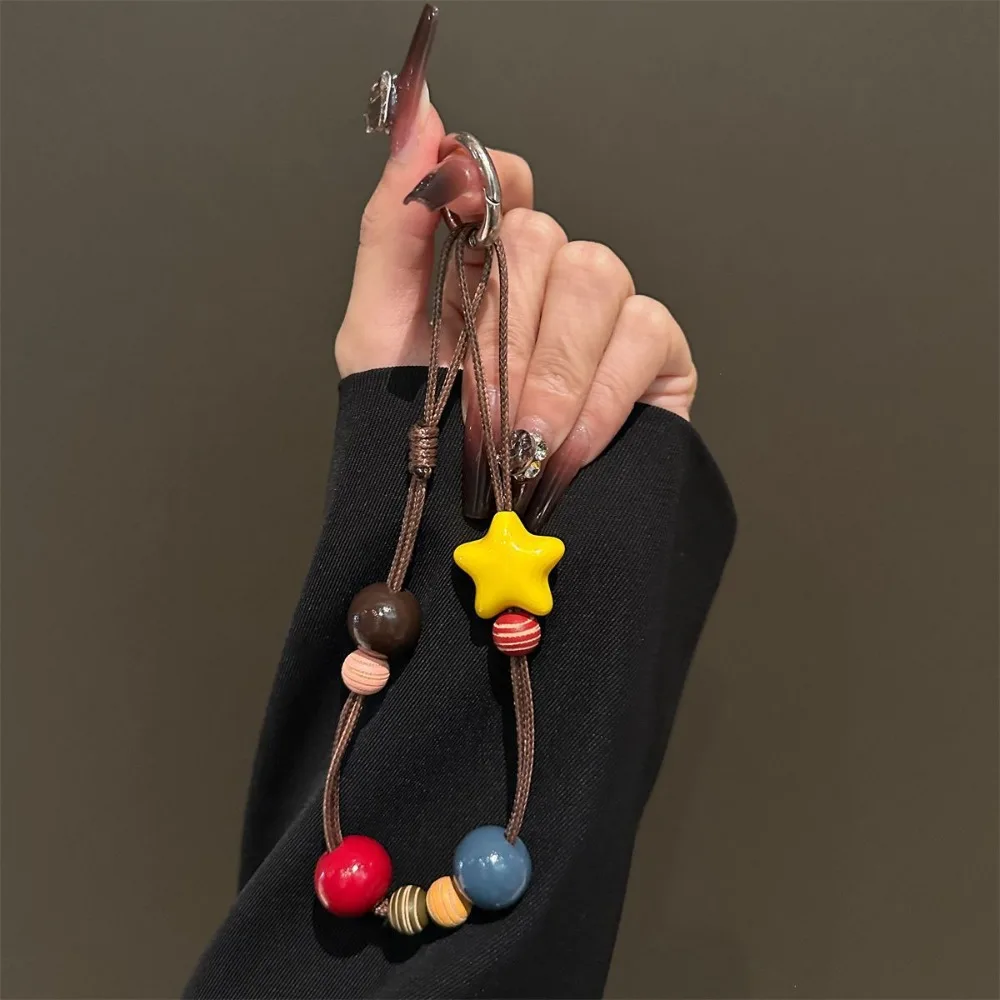 레트로 스타 비즈 이어폰 끈 수공예 분실방지 폰 목걸이 체인 DIY 키링 코드 폰 끈