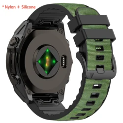 Premium Leather Silicone Hybrid Watch Strap - 22/26mm QuickFit Band - 1pecs  QuickFit 26mm (A - Army green black)