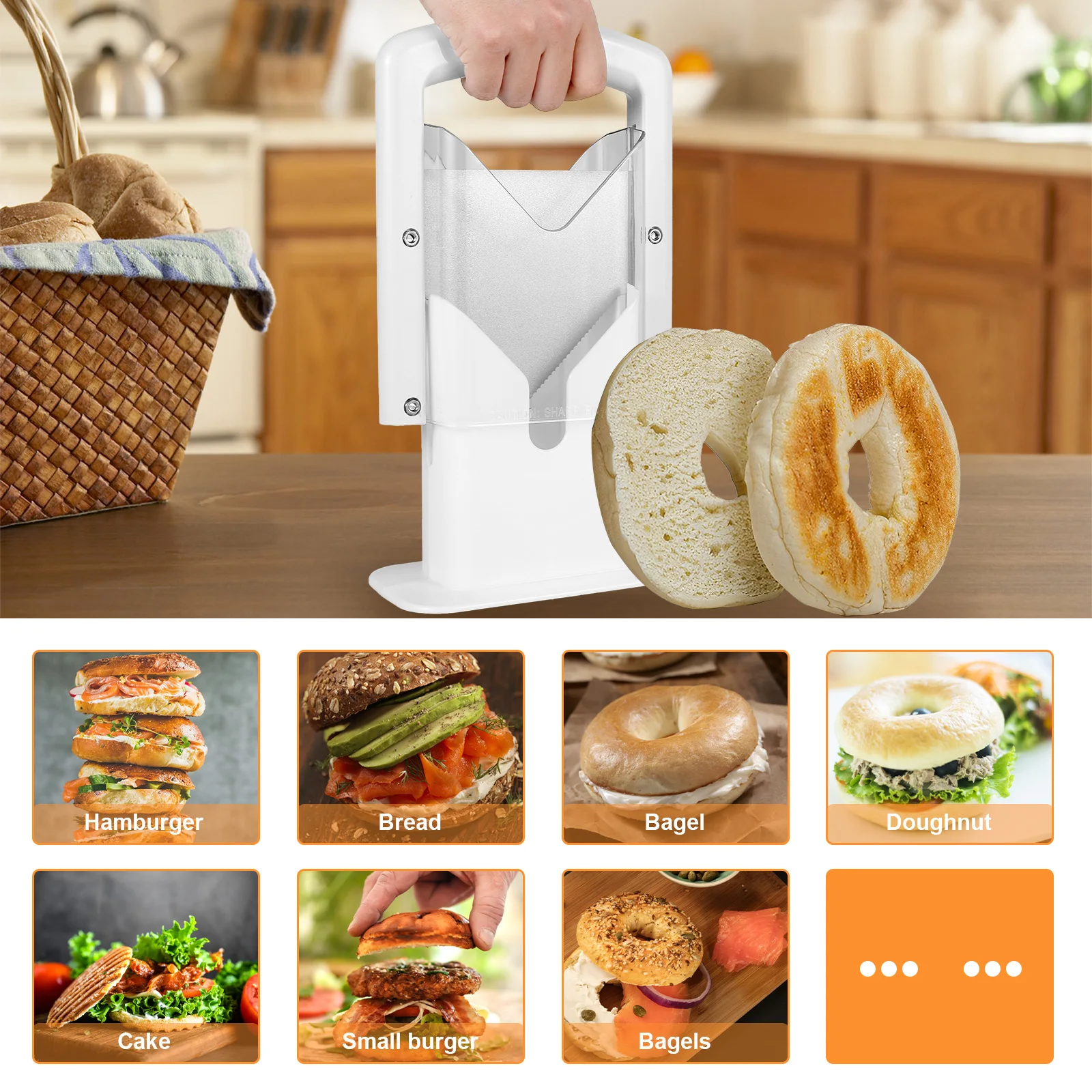 Bagel Cutter Slicer with Safety Handle Household Bagel Slicer Stainless Steel Precision Cutter Reusable Bread