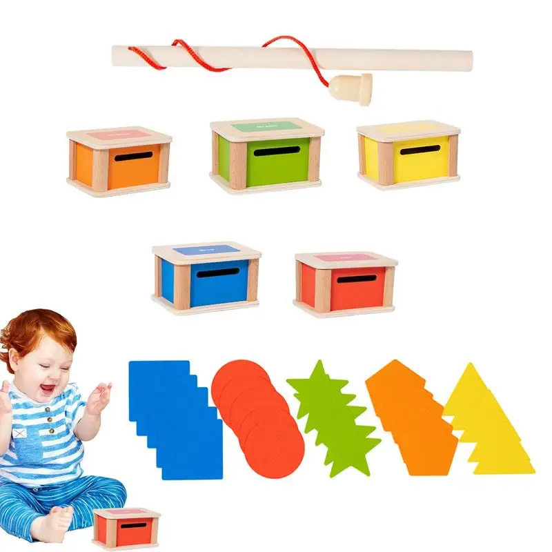 

Shape Sorter Toy Wooden Shape & Color Sorting Preschool Learning Fishing Game Educational Toy Early Parent-child Interactive Toy