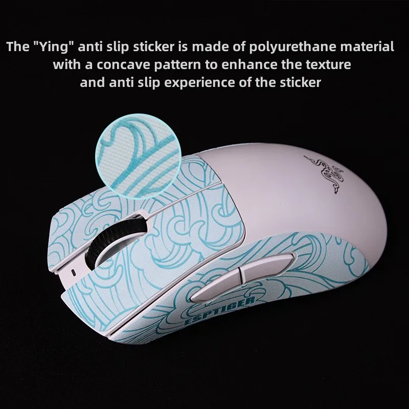 Esports Tiger Gaming Mouse Grip Tape Adesivos Laterais da Pele Resistente ao Suor para Razer Deathadder v3 Pro sem Fio - Imagem 4