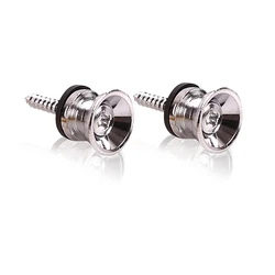 Premium Guitar Strap Locking Pegs - Set of 2 Metal End Pins for Acoustic, Electric, Bass, and Ukulele (Silver)