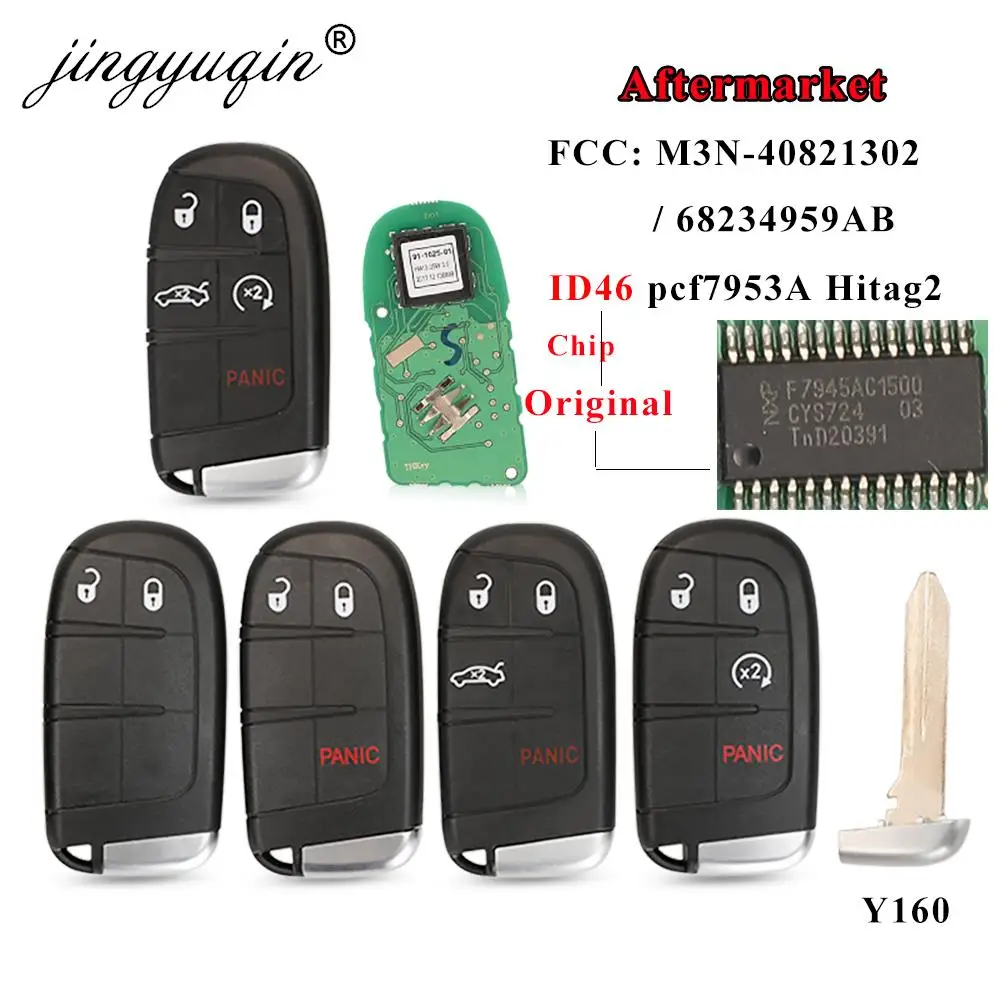 Jingyuqin-llave remota inteligente para coche, mando a distancia de 433MHz, ID46 M3N-40821302, para Chrysler 300C, Dodge Charger, Journey Challenge, Dart Durango