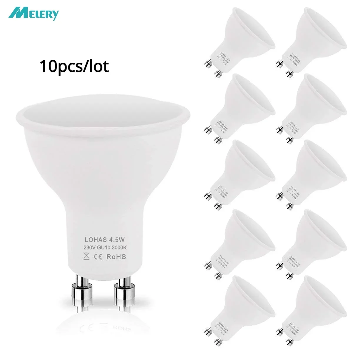 Lampadine A Led Gu10 Lampada Da 4.5W Equivalente 50W Alogena 450Lm Bianco Caldo 3000K Angolo Del Fascio Di 120 Gradi Illuminazione Da Incasso Confezio