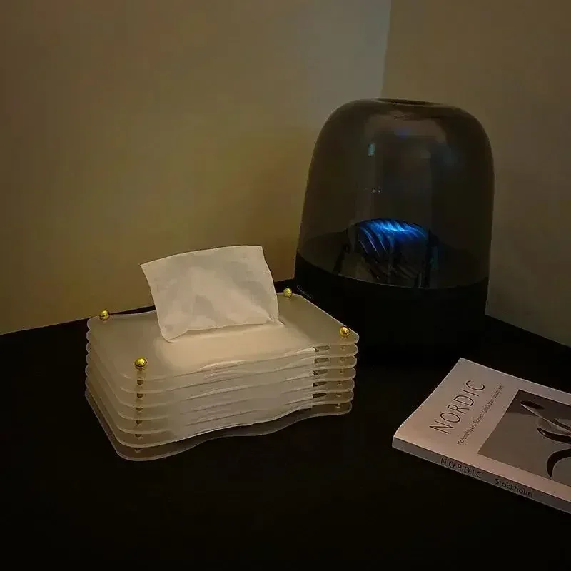 

Dining Creative Table Transparent Frosted Acrylic Home Extractable Tissue Top Box Storage Container Decoration Napkin