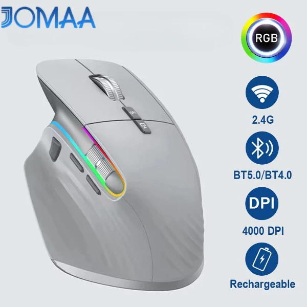 Ergonomic Multi-Device Wireless Optical Mouse - Bluetooth & 2.4G Connectivity