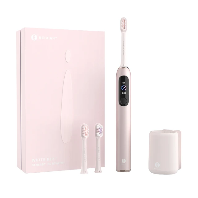 BEHEART W1 Sonic Electric Toothbrushes Touchscreen Whiten Intelligent Toothbrush for Adult Original Brush Tips Replacement Heads Pink with 2 heads