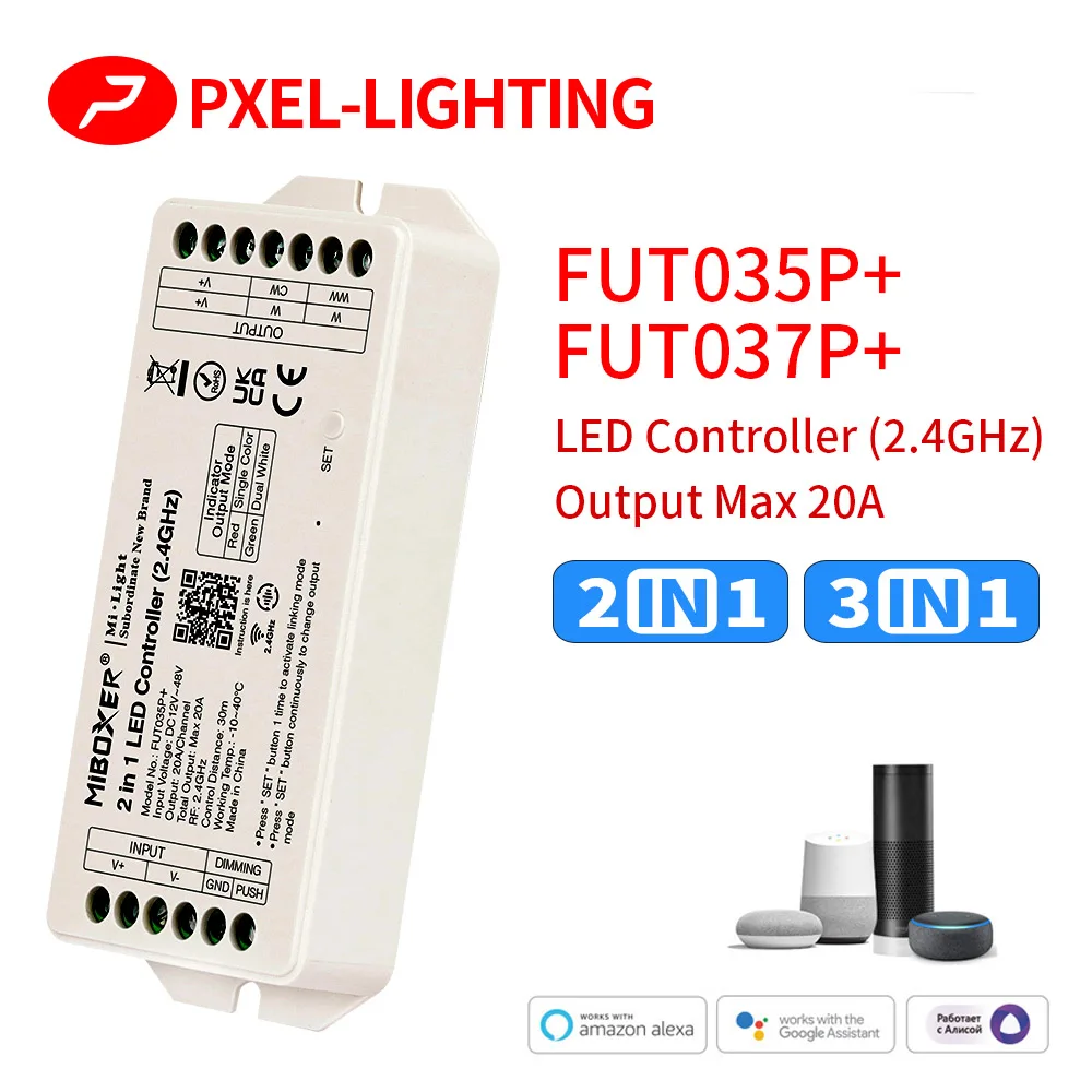 

2.4G Miboxer DC12V-36V FUT035P Dual White FUT036P Single ColorFUT037P RGB FUT038P RGBW FUT039P RGB+CCT LED Controller PWM MAX20A