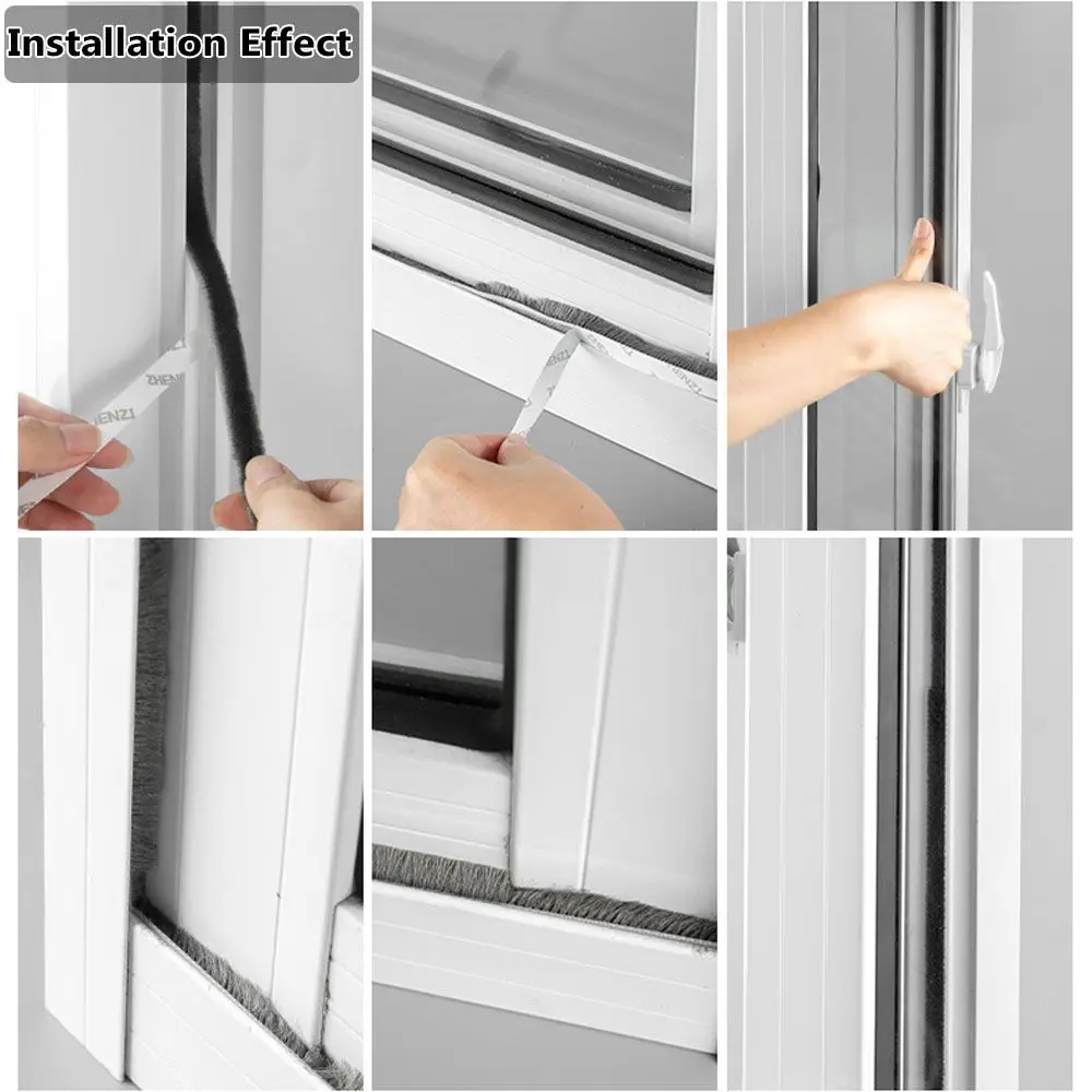 Brush Windproof Tape Sealing Strip Pile Weatherstrip Self Adhesive Door And Window Seal 5m door seal strip,sealing strip tape,window seal strip,sealing tape,sealing strip,rubber door weatherstripping,door weatherstripping